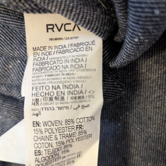 Men's RVCA Blue Flannel Button-Up - Picture 4 of 7